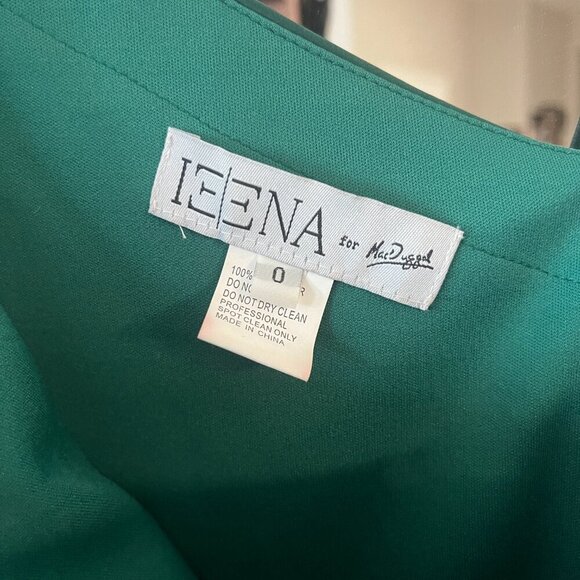 IEENA Mac Duggal SATIN ONE SLEEVED COCKTAIL DRESS Emerald Green Size 0 - Picture 4 of 6